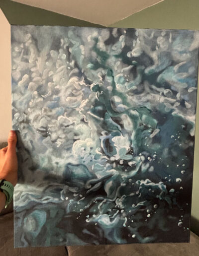 Un tableau représentant la mer agitée en vue sous-marine