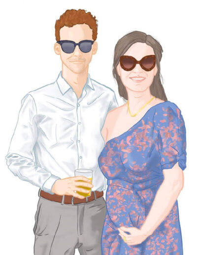 Un dessin numérique d'un couple dont la femme est enceinte